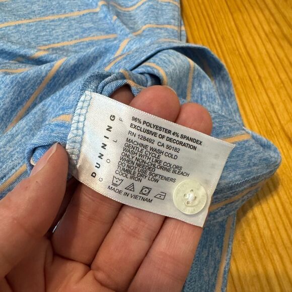 Dunning Golf Shirt Mens MED Blue/Peach Striped Polo Lightweight Short Sleeves - Picture 6 of 8